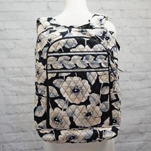❤️ VERA BRADLEY Camellia Laptop Backpack Black White Floral - £31.96 GBP