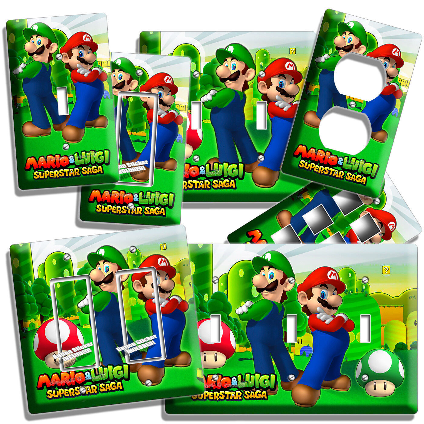 SUPER MARIO LUIGI BROS LIGHT SWITCH OUTLET WALL PLATES NERD GEEK GAME ROOM DECOR