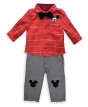 Disney Store Mickey Mouse Holiday Shirt & Pant Set for Baby Boy Sz 3-6M NEW - $39.59