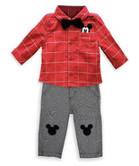 Disney Store Mickey Mouse Holiday Shirt &amp; Pant Set for Baby Boy Sz 3-6M NEW - $39.59