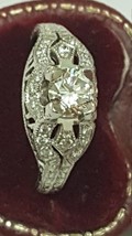 GIA  Certified! Appraised $7,057 Antique  .75ct Diamond Platinum Ring  - $5,399.10