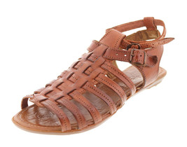Womens Real Leather Huarache Sandals Gladiator Buckle Style Cognac #547 - $34.95