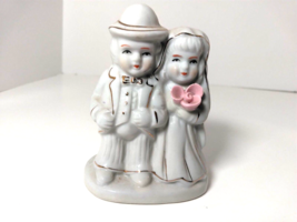 Bride And Groom Ceramic Glazed Wedding Couple Collectibles Figurine - Vintage - £12.74 GBP