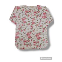 Victoria&#39;s Secret Gold Label VTG White Pink Floral Button Down Pajama Shirt Sz L - £39.07 GBP
