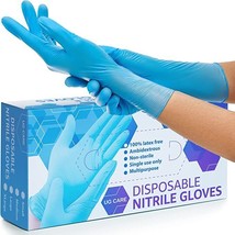 [100 Pcs] Nitrile Gloves - Powder &amp; Latex Free Disposable Exam Gloves - £12.57 GBP