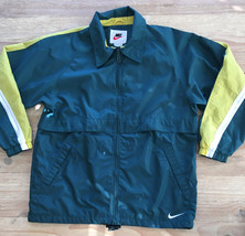 Vintage 90s Nike Windbreaker Jacket Men’s Medium Green Yellow Mesh Lined - £77.68 GBP