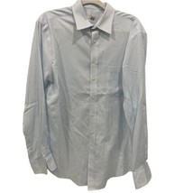 MERONA Men&#39;s Blue White Check Dress Ultimate Button Up Shirt LARGE 16-16.5 - £5.36 GBP