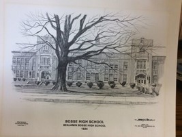 Beautiful Evansville Indiana Bosse High School &quot; PRINT/sketch Jerry Baum - £14.61 GBP