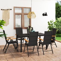 vidaXL 7-Piece Black Brown WPC Rattan Dining Set with Chairs Table - $15,222.48 MXN