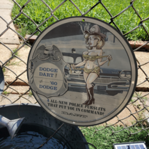 Vintage 1960 Dodge Dart Police Cars Porcelain Gas &amp; Oil Americana Man Cave Sign - £134.54 GBP