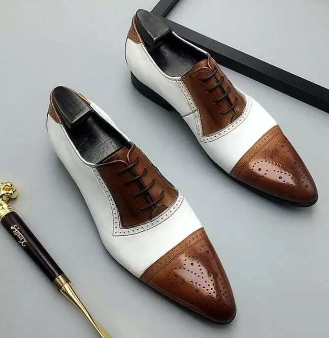 New Brown &amp; White Oxford Leather Brogue Formal Lace Up Dress Shoes For Mens - $149.99+