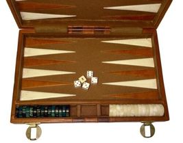 Vintage Backgammon Set Faux Leather Case Marbled Swirl Green White Pcs image 2