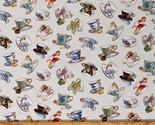 Cotton Teacups Cups Saucers Tea Party Cream Fabric Print by the Yard D56... - $11.95