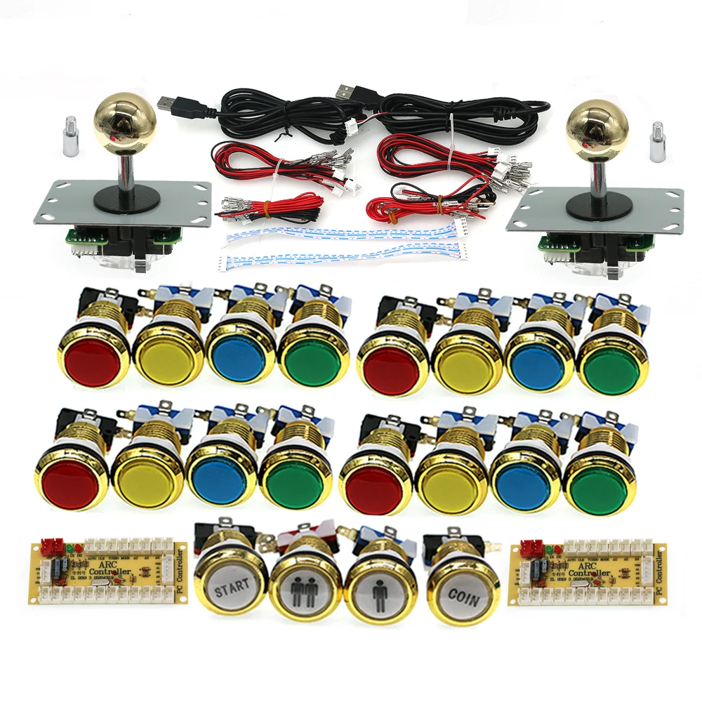 DIY Arcade Game Controller Kit Illuminated Chrome  Push Button Copy SANW... - $208.50