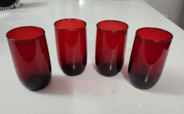 Anchor Hocking Ruby Red Vintage Glassware Glasses Tumblers 4  1/4 &quot; tall... - $16.82