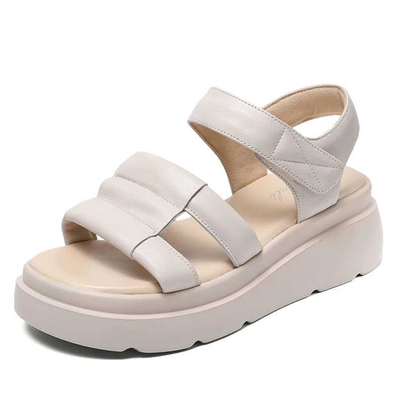 Summer Women Sandals Concise Luxury Design Chunky Platform Wedges Genuine Leathe - £73.07 GBP