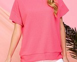 Blumin Ribbed Short Sleeve Top Neon Fuchsia - $32.00