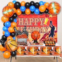 Basketball Party Decorations Birthday Supplies With Black Orange Balloons Garlan - £28.31 GBP