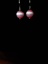 925 sterling silver pink cats eye earrings  - £11.99 GBP