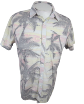 21 Men Hawaiian shirt pit to pit 22.5 L aloha luau tropical reverse print palms - £15.59 GBP
