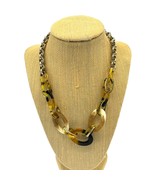 Vintage Faux Buffalo Horn Chain Link Necklace 19&quot; Gold tone - £15.77 GBP