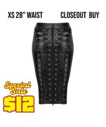 Lace up bondage BDSM Faux Leather SEXY Club Pencil Skirt Black - $13.12 CAD