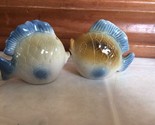 Anthropomorphic ANGEL FISH Salt &amp; Pepper Shakers Blue Fins Brown Cream B... - $15.88