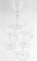 4 FOUR Elegant Vintage Cut Glass WHEAT DESIGN 5.75&quot; Champagne Wine PRISTINE - £31.57 GBP