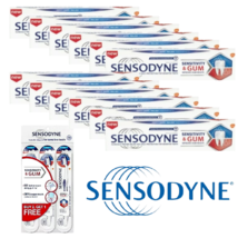 SENSODYNE Toothpaste Original Sensitivity &amp; Gum - 100g x 12 (Free 3x Toothbrush) - £100.36 GBP