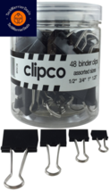 Clipco Binder Clips Jar Assorted Sizes Micro Mini Small and Medium  - £13.78 GBP