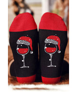 Black Christmas Champagne Santa Hat Graphic Socks - $77.91 MXN