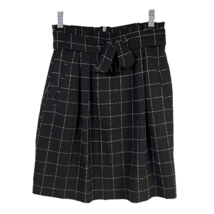 H&amp;M Womens A Line Skirt Black White Windowpane Knee Length Belted Preppy 2 New - £22.84 GBP