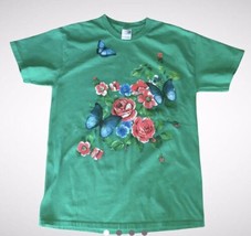 Butterfly and Flower Cottage Core T Shirt Medium Floral - £11.79 GBP