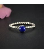Dainty Lapis Lazuli Gemstone Stacking Ring, 925 Sterling Silver Lapis Ring Sz -5 - $41.98 - $47.66