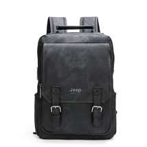 JEEP BULUO Men 15.6&quot; Laptop School Bag Split LeatherTravel Multi Male Mochila Mi - £73.21 GBP