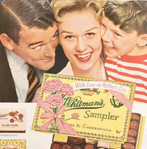 1958 Whitman&#39;s Chocolate Sampler Box Advertisement Mother&#39;s Day Candy DW... - $12.00