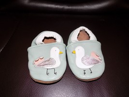 Blueish Gray Soft Sole Leather W/ Bird Baby Shoes EUC - £11.63 GBP
