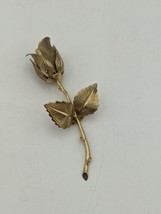 Rose Brooch Pin Vintage Giovanni Signed Matte Brushed Gold Tone Floral Flower 3&quot; - £6.12 GBP