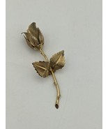 Rose Brooch Pin Vintage Giovanni Signed Matte Brushed Gold Tone Floral F... - £6.11 GBP