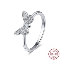 Effie Queen Real 925 Sterling Silver Rings For Women Butterfly Shape With AAA Zi - £18.66 GBP