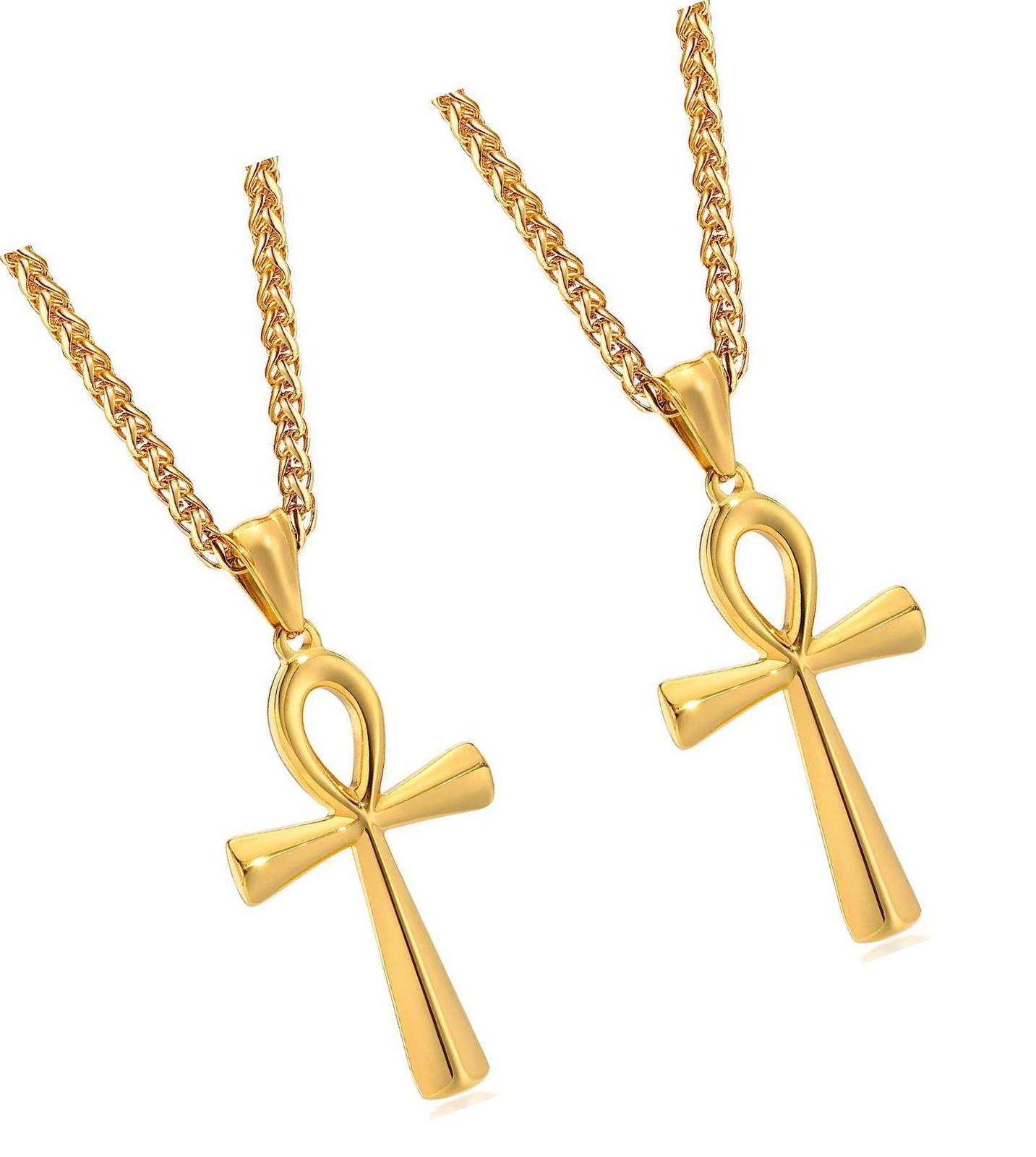 Primary image for Ancient Egyptian Ankh Cross Necklace - 2pcs Amulet
