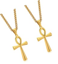 Ancient Egyptian Ankh Cross Necklace - 2pcs Amulet - £49.07 GBP