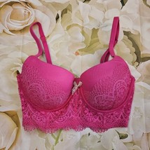 Victoria&#39;s Secret Body By Victoria Lined Demi Buste Bra Sz 34D Lace Bustier - £19.53 GBP