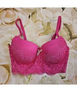 Victoria&#39;s Secret Body By Victoria Lined Demi Buste Bra Sz 34D Lace Bustier - £19.02 GBP