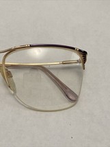 Curved Brow Marcolin Accuflex Gold &amp; Purple Half Rim Eyeglass Frames 55-... - £28.04 GBP