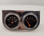 Vintage Chrome Gauge Cluster Ammeter Oil Pressure Amps Black Analog Car ... - £38.04 GBP