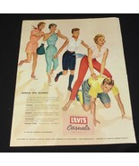 Levis Casuals Vintage Print Ad  1955 Denim Poplin Sailcoth Kayak Cloth - €18,54 EUR