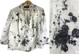 Alex Evenings 1X Topper Jacket White &amp; Black Floral Wrap Crinkle Chiffon... - $948.58 MXN
