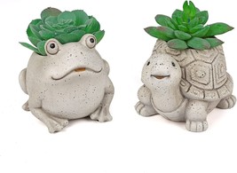 Frog And Turtle Cynor Animal Succulent Plant Pots Cute Resin Flower Planter - £25.51 GBP