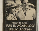 Vintage Elvis Presley Fun In Acapulco Movie Ad WCCO Tv 4 Ursula Andrews - $12.86